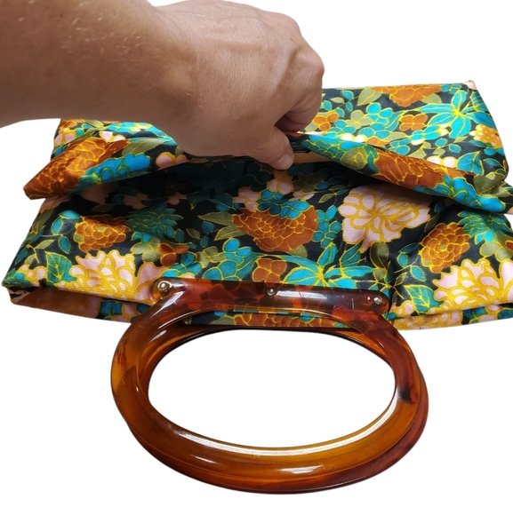Vintage Lady's Pride Adjustable Tote. Floral Print w/ Lucite Handles. - Picture 5 of 10